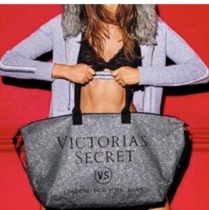 Victoria’s Secret PINK Weekender silver glitter Duffle Bag